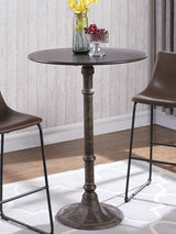 Bar Table - Oswego Round Bar Table Dark Russet and Antique Bronze