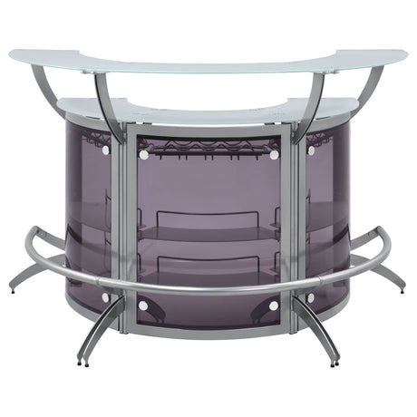 Dallas 2 - shelf Curved Home Bar Silver and Frosted Glass (Set of 3) | Coaster | Home Elegance USA