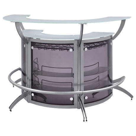 Dallas 2 - shelf Curved Home Bar Silver and Frosted Glass (Set of 3) | Coaster | Home Elegance USA