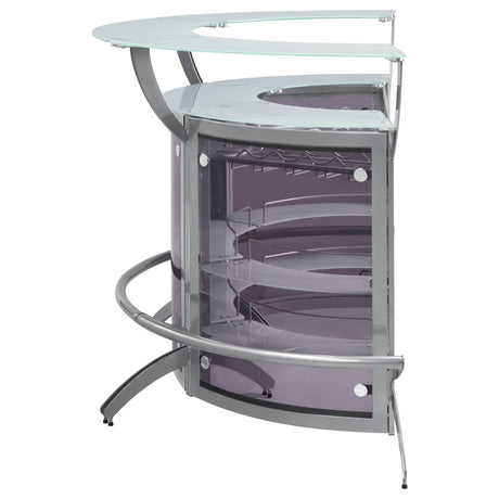 Dallas 2 - shelf Curved Home Bar Silver and Frosted Glass (Set of 3) | Coaster | Home Elegance USA