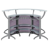 Dallas 2 - shelf Curved Home Bar Silver and Frosted Glass (Set of 3) - 100135 - S3 - image - 8