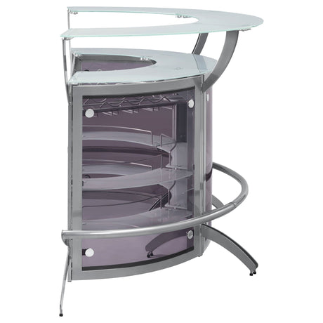 Dallas 2 - shelf Curved Home Bar Silver and Frosted Glass (Set of 3) | Coaster | Home Elegance USA