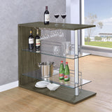 Home Bar - Prescott Rectangular 2-shelf Bar Unit Grey