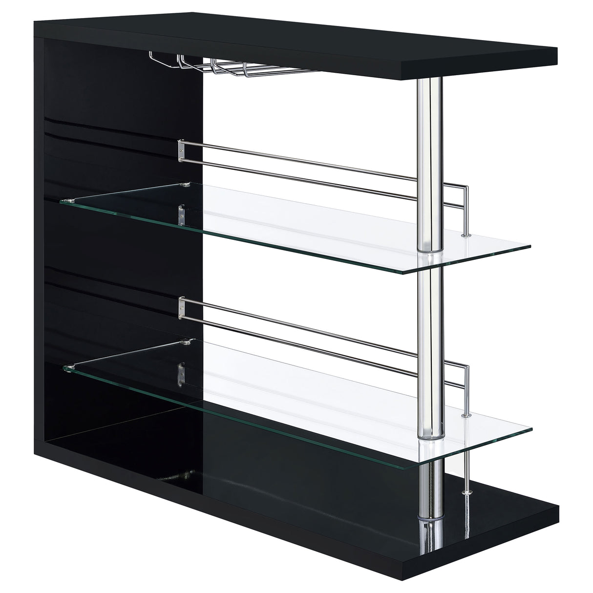 Home Bar - Prescott Rectangular 2-shelf Bar Unit Glossy Black