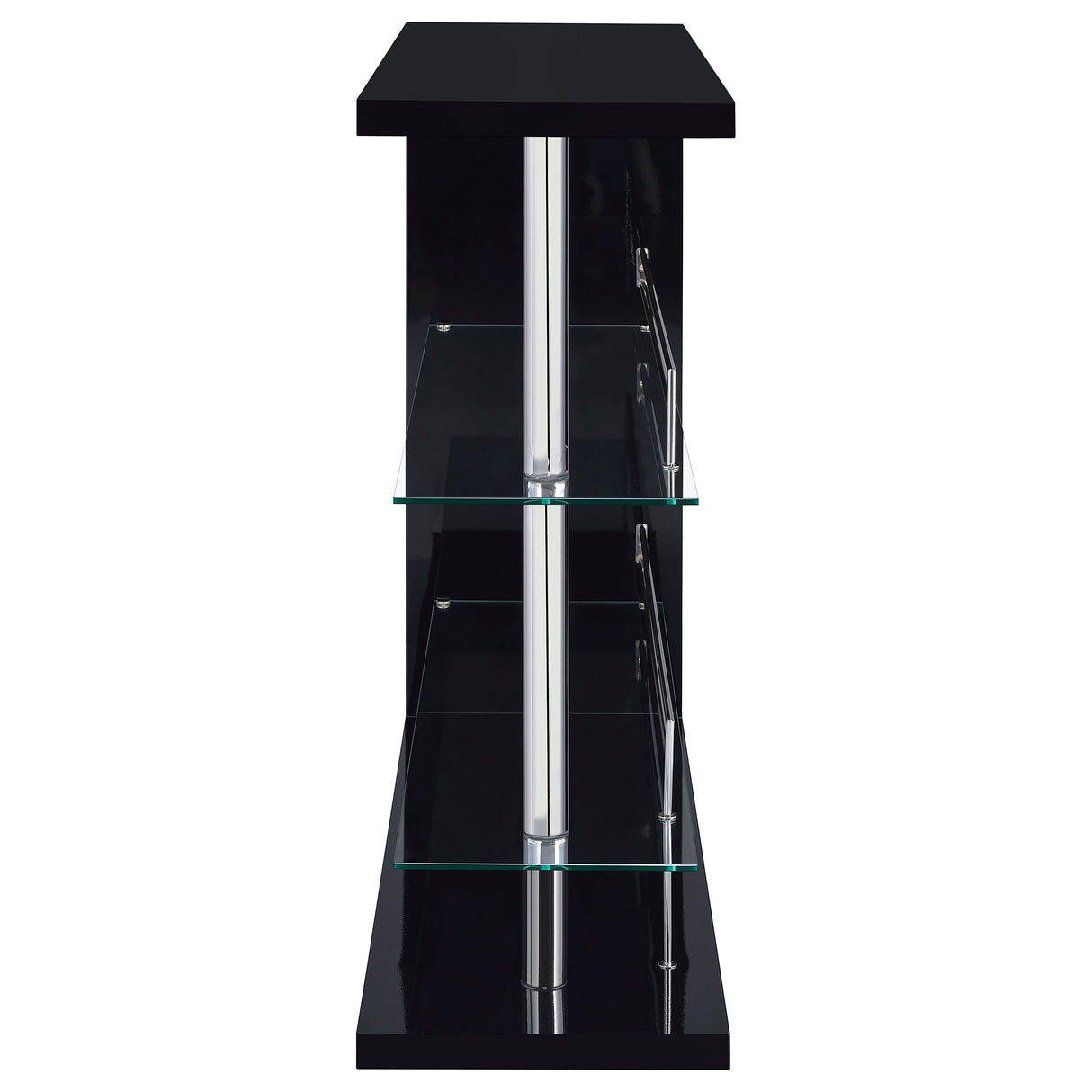 Home Bar - Prescott Rectangular 2-shelf Bar Unit Glossy Black