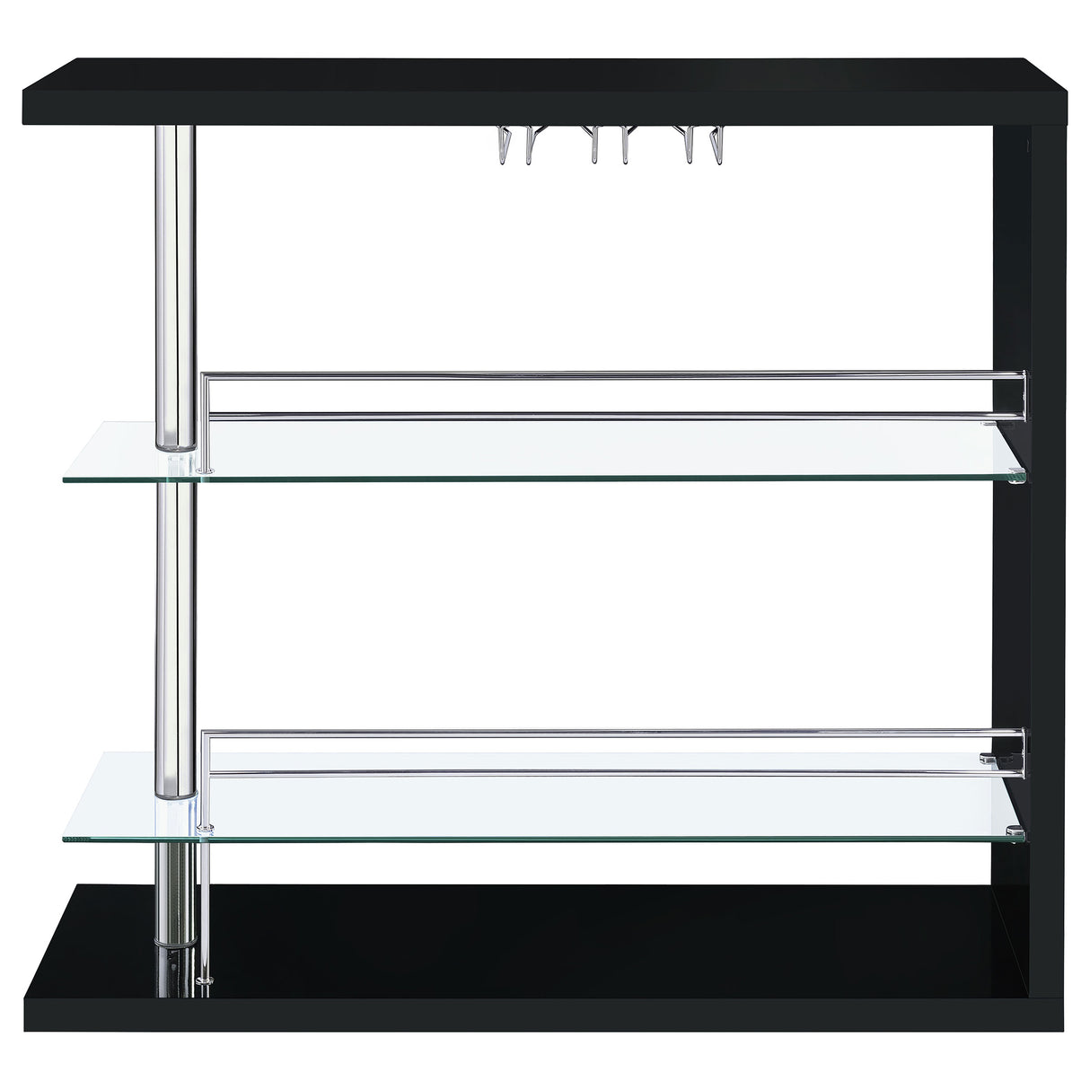 Home Bar - Prescott Rectangular 2-shelf Bar Unit Glossy Black