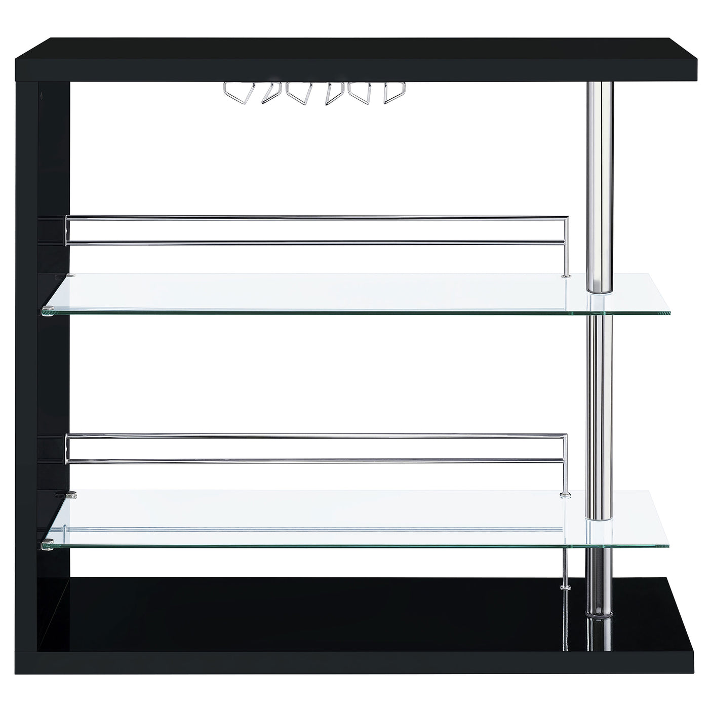 Home Bar - Prescott Rectangular 2-shelf Bar Unit Glossy Black