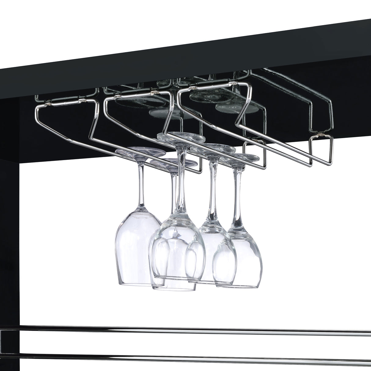 Home Bar - Prescott Rectangular 2-shelf Bar Unit Glossy Black