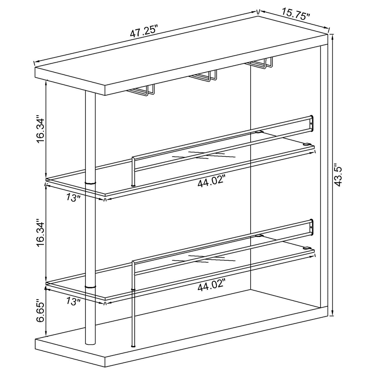 Home Bar - Prescott Rectangular 2-shelf Bar Unit Glossy Black