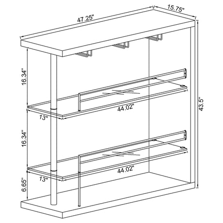 Home Bar - Prescott Rectangular 2-shelf Bar Unit Glossy Black