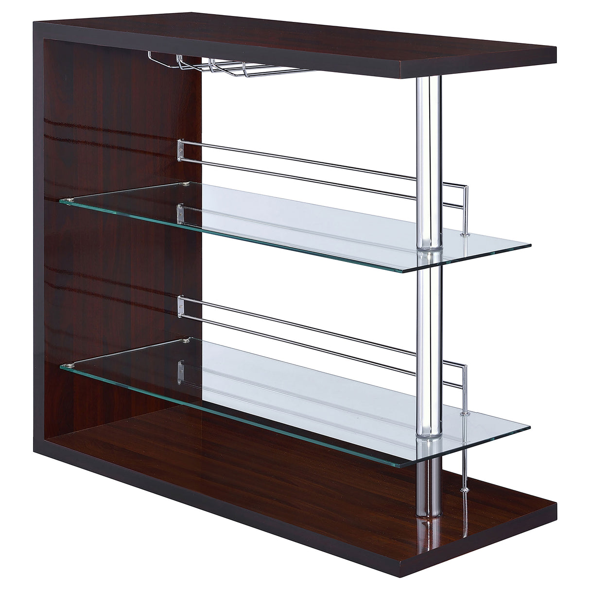 Home Bar - Prescott Rectangular 2-shelf Bar Unit Glossy Cappuccino