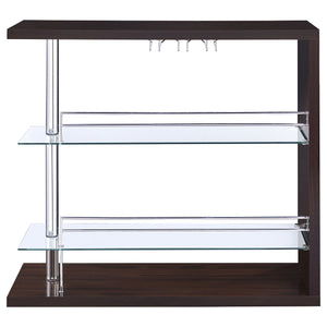 Home Bar - Prescott Rectangular 2-shelf Bar Unit Glossy Cappuccino