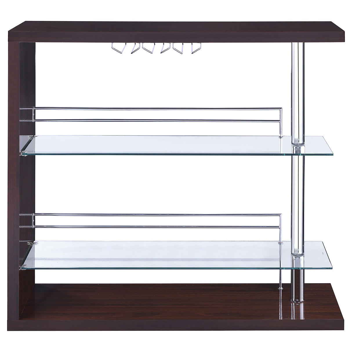 Home Bar - Prescott Rectangular 2-shelf Bar Unit Glossy Cappuccino