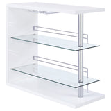 Home Bar - Prescott Rectangular 2-shelf Bar Unit Glossy White