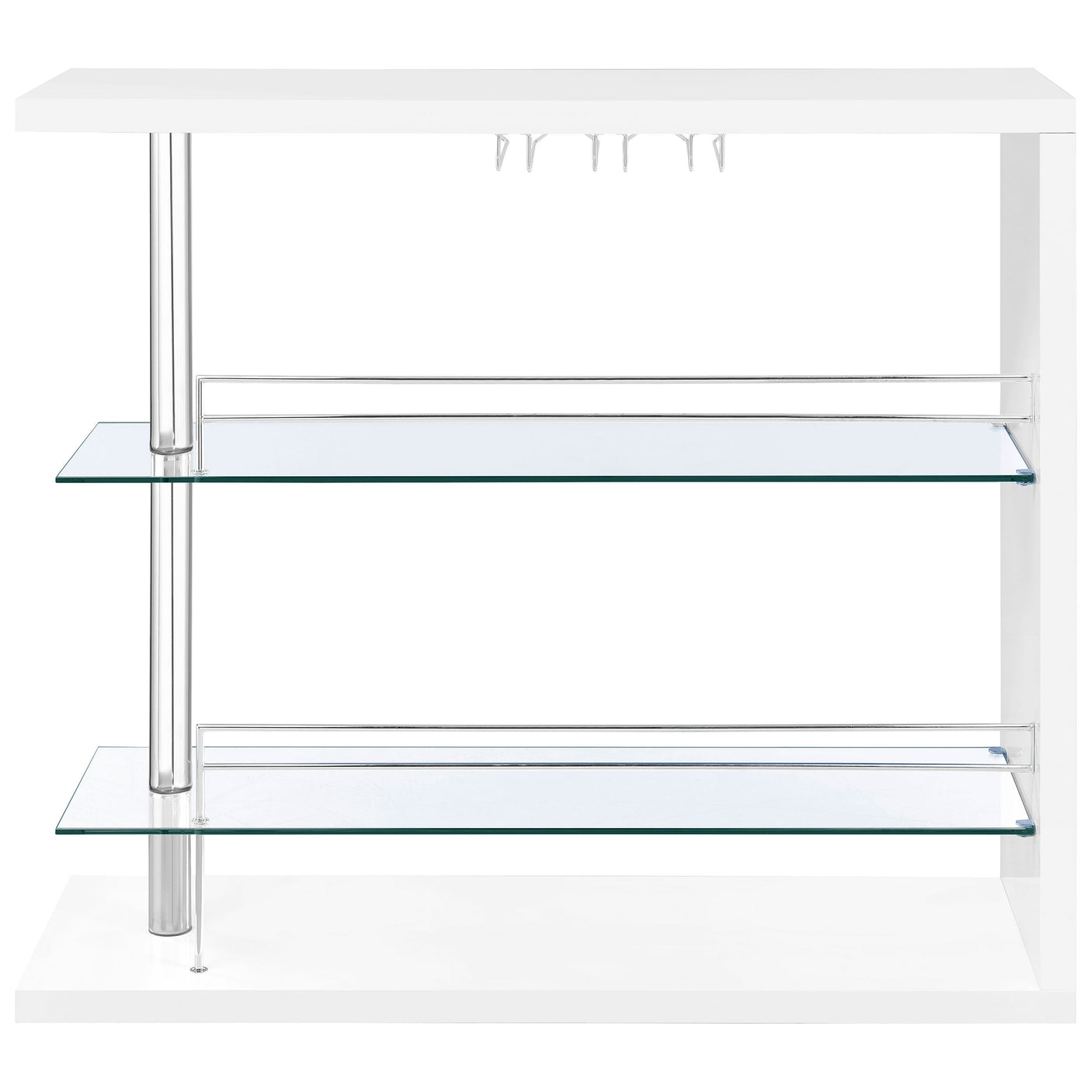 Home Bar - Prescott Rectangular 2-shelf Bar Unit Glossy White