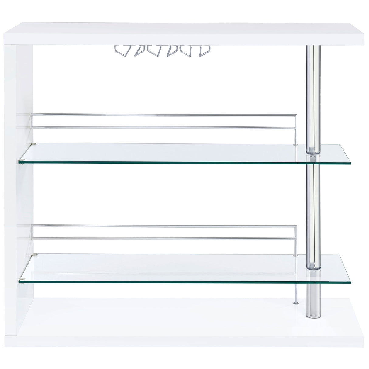 Home Bar - Prescott Rectangular 2-shelf Bar Unit Glossy White