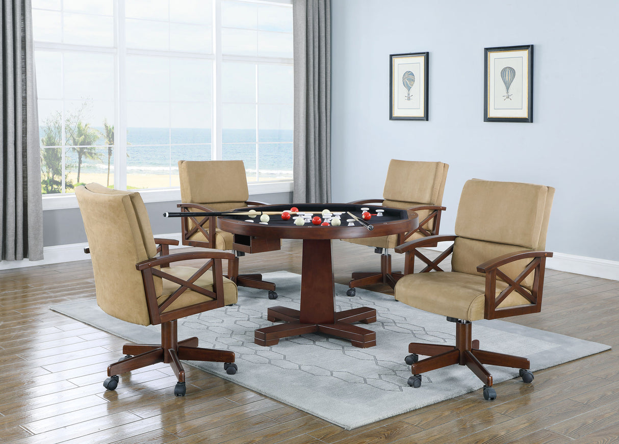 Game Table - Marietta Round Wooden Game Table Tobacco