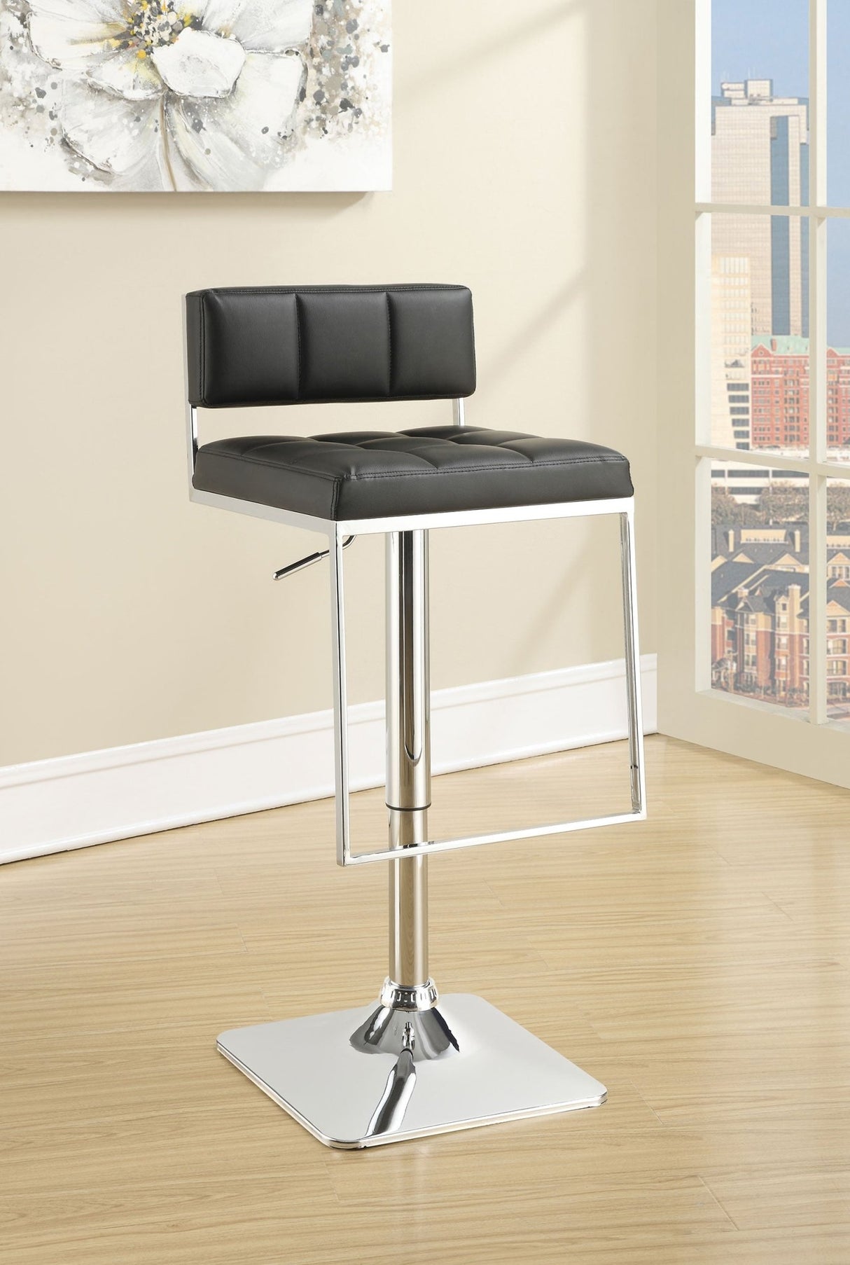 Alameda Adjustable Bar Stool Chrome and Black | Coaster - 100194 - Home Elegance USA - 3