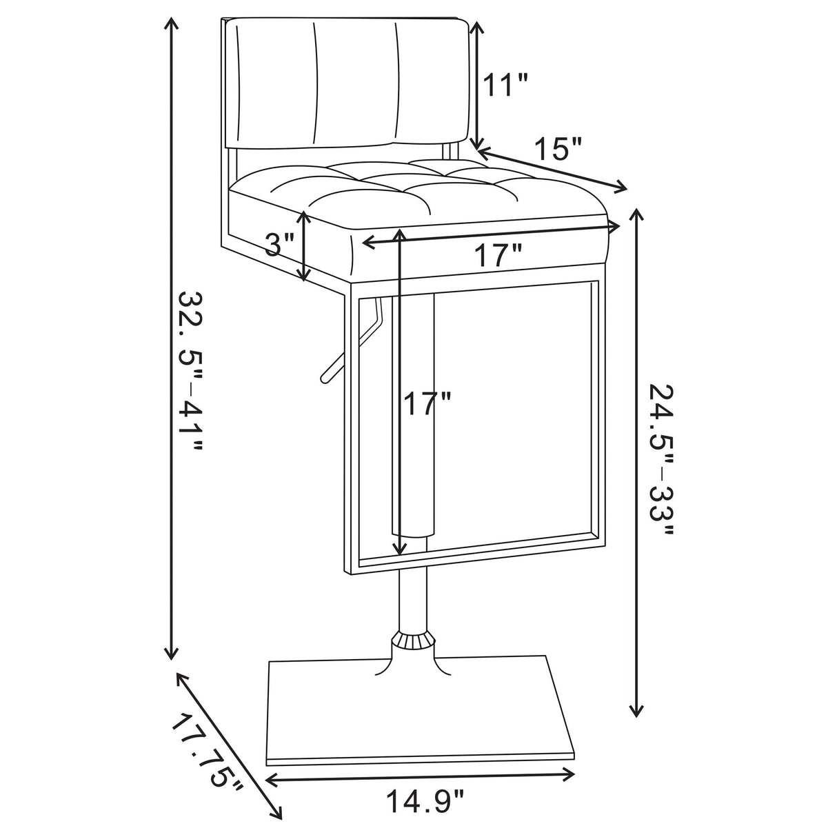 Alameda Adjustable Bar Stool Chrome and Black | Coaster - 100194 - Home Elegance USA - 11