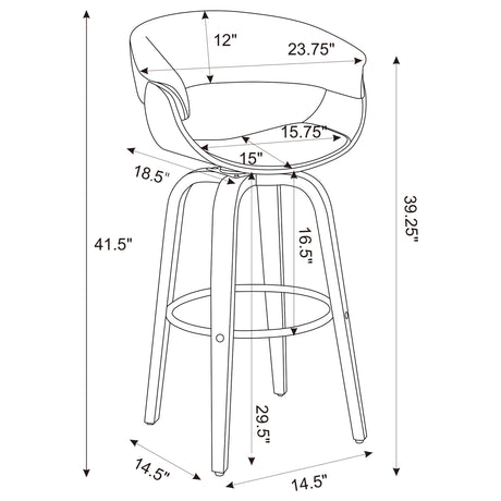 Swivel Bar Stool - Zion Upholstered Swivel Bar Stool Walnut and Black