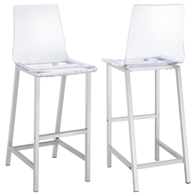 Bar Stool - Juelia Bar Stools Chrome and Clear Acrylic (Set of 2)