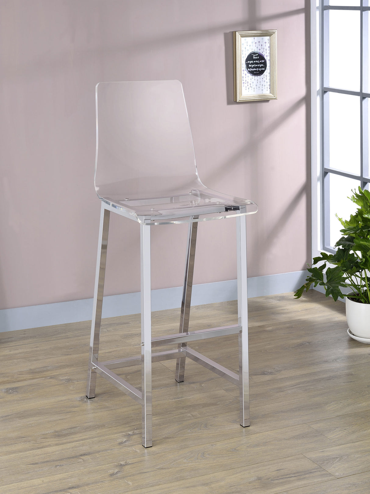 Bar Stool - Juelia Bar Stools Chrome and Clear Acrylic (Set of 2)