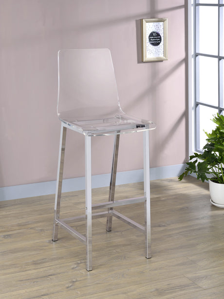 Bar Stool - Juelia Bar Stools Chrome and Clear Acrylic (Set of 2)