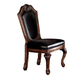 Acme - Chateau De Ville Side Chair (Set-2) 10038A Black Synthetic Leather & Cherry Finish