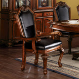 Acme - Chateau De Ville Arm Chair (Set-2) 10039 Black Synthetic Leather & Cherry Finish