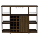 Bar Cabinet - Evelio Bar Unit with Wine Bottle Storage Walnut