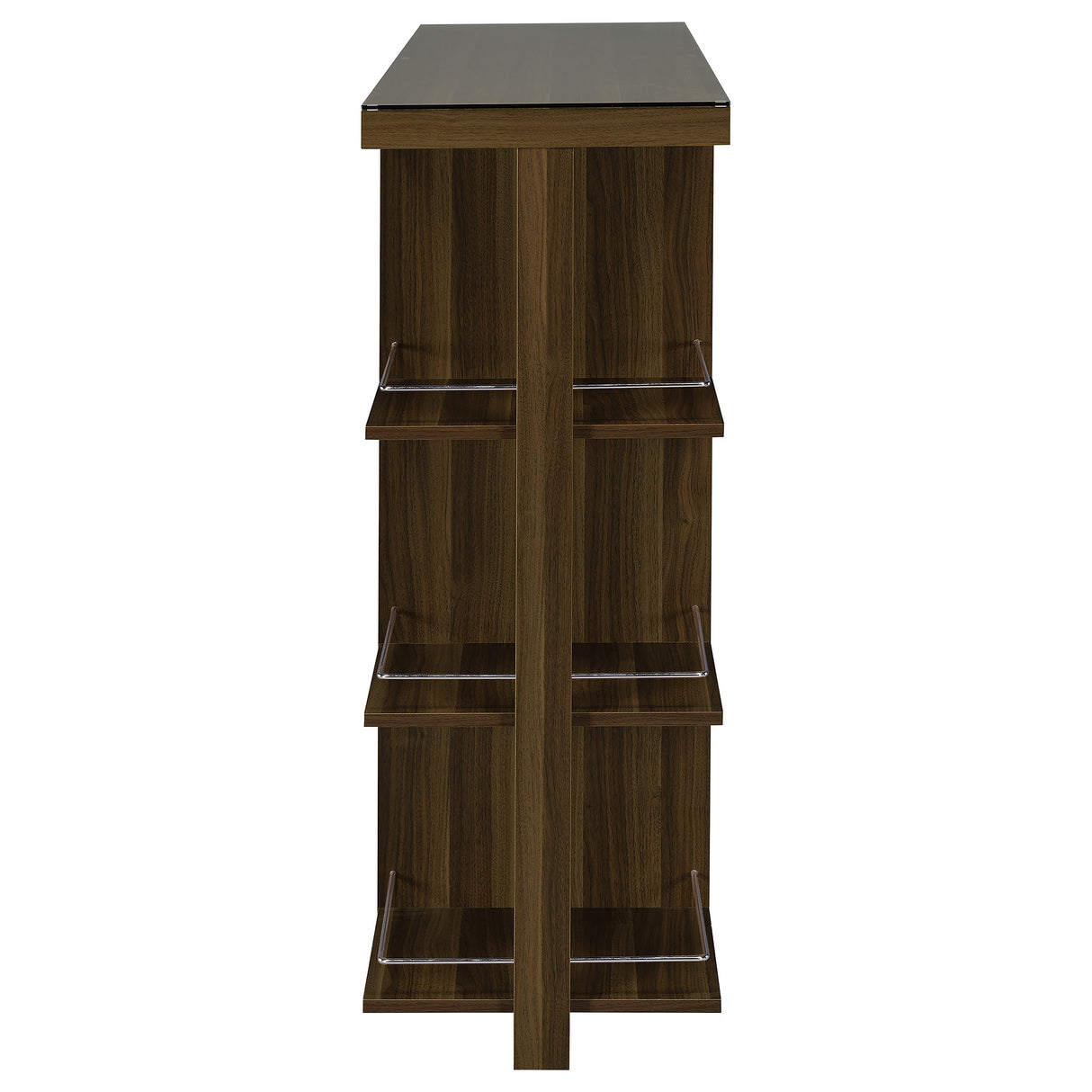 Bar Cabinet - Evelio Bar Unit with Wine Bottle Storage Walnut