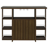 Bar Cabinet - Evelio Bar Unit with Wine Bottle Storage Walnut