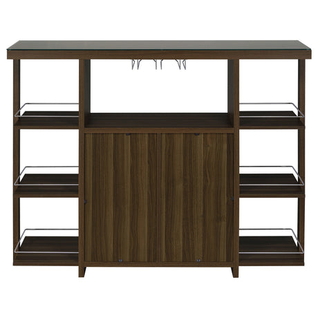 Bar Cabinet - Evelio Bar Unit with Wine Bottle Storage Walnut