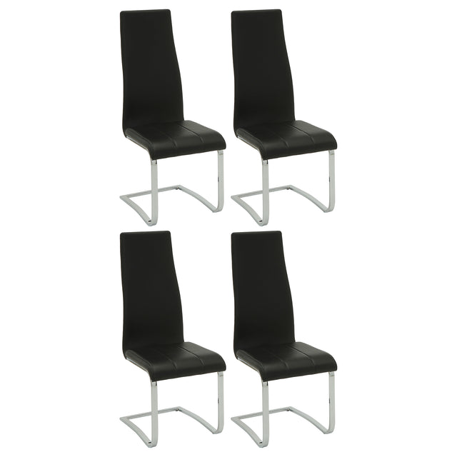 Side Chair - Montclair High Back Dining Chairs Black and Chrome (Set of 4)