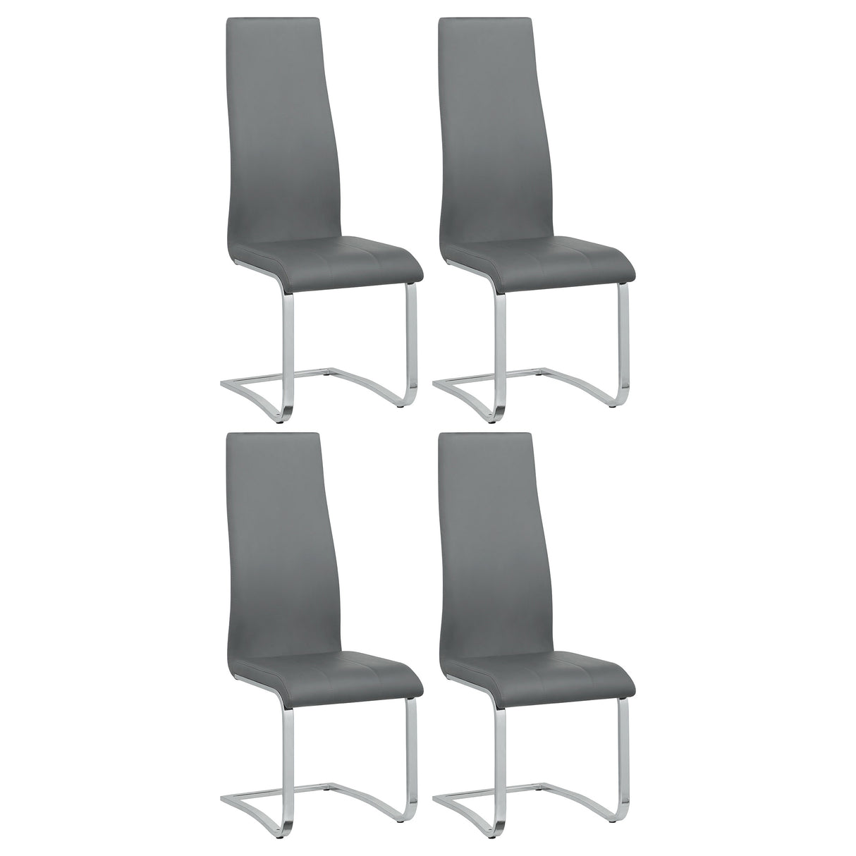 Side Chair - Montclair Upholstered High Back Side Chairs Grey and Chrome (Set of 4)