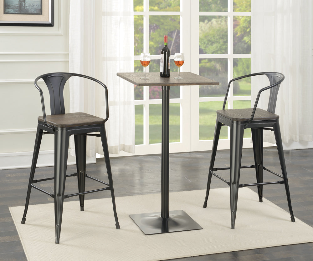 Bar Table - Cavalier Square Bar Table Dark Elm and Matte Black