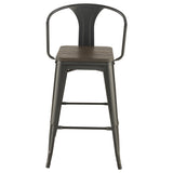 Bar Stool - Cavalier Wooden Seat Bar Stools Dark Elm and Matte Black (Set of 2)