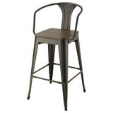 Bar Stool - Cavalier Wooden Seat Bar Stools Dark Elm and Matte Black (Set of 2)