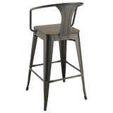 Bar Stool - Cavalier Wooden Seat Bar Stools Dark Elm and Matte Black (Set of 2)