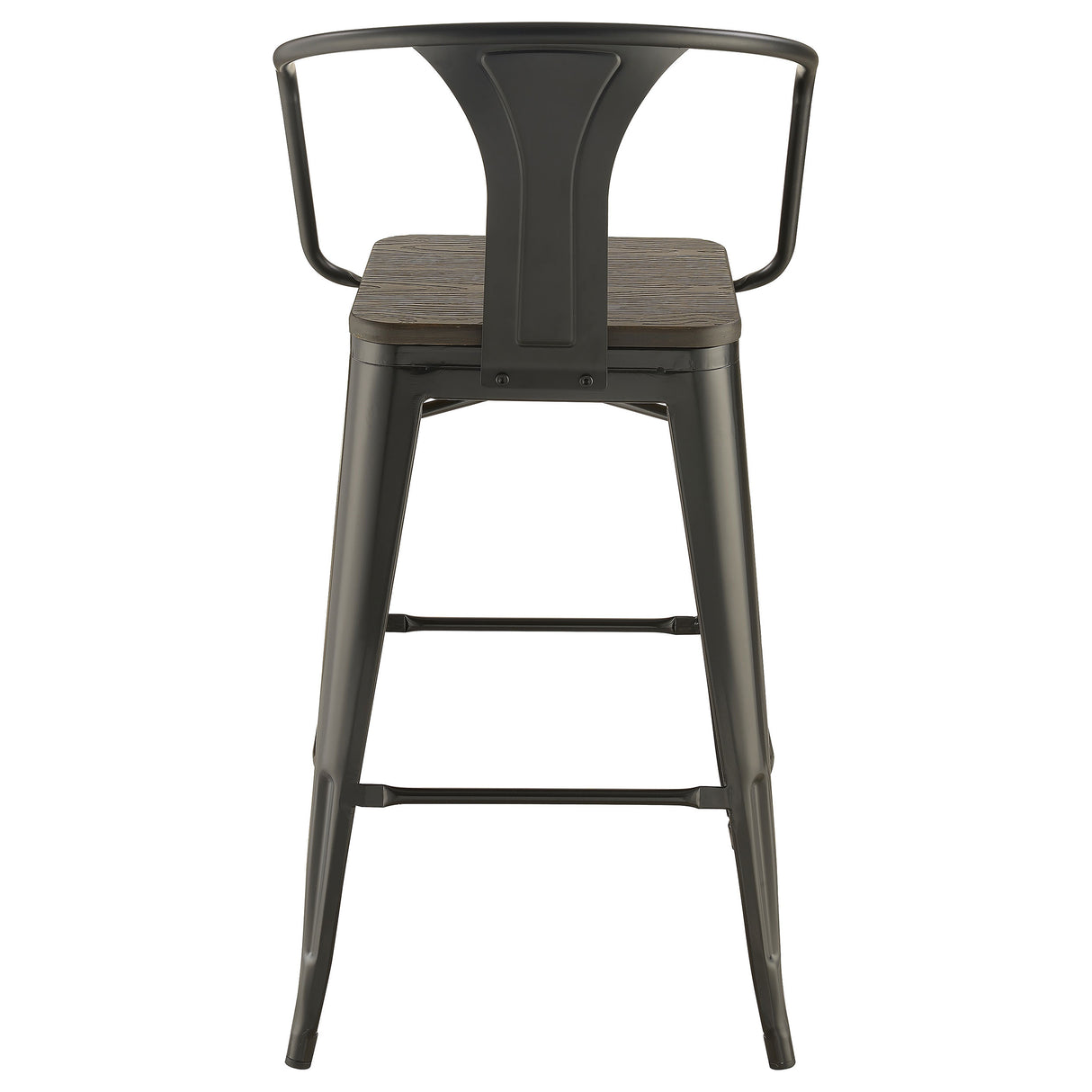 Bar Stool - Cavalier Wooden Seat Bar Stools Dark Elm and Matte Black (Set of 2)