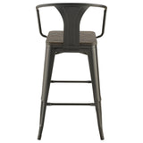 Bar Stool - Cavalier Wooden Seat Bar Stools Dark Elm and Matte Black (Set of 2)