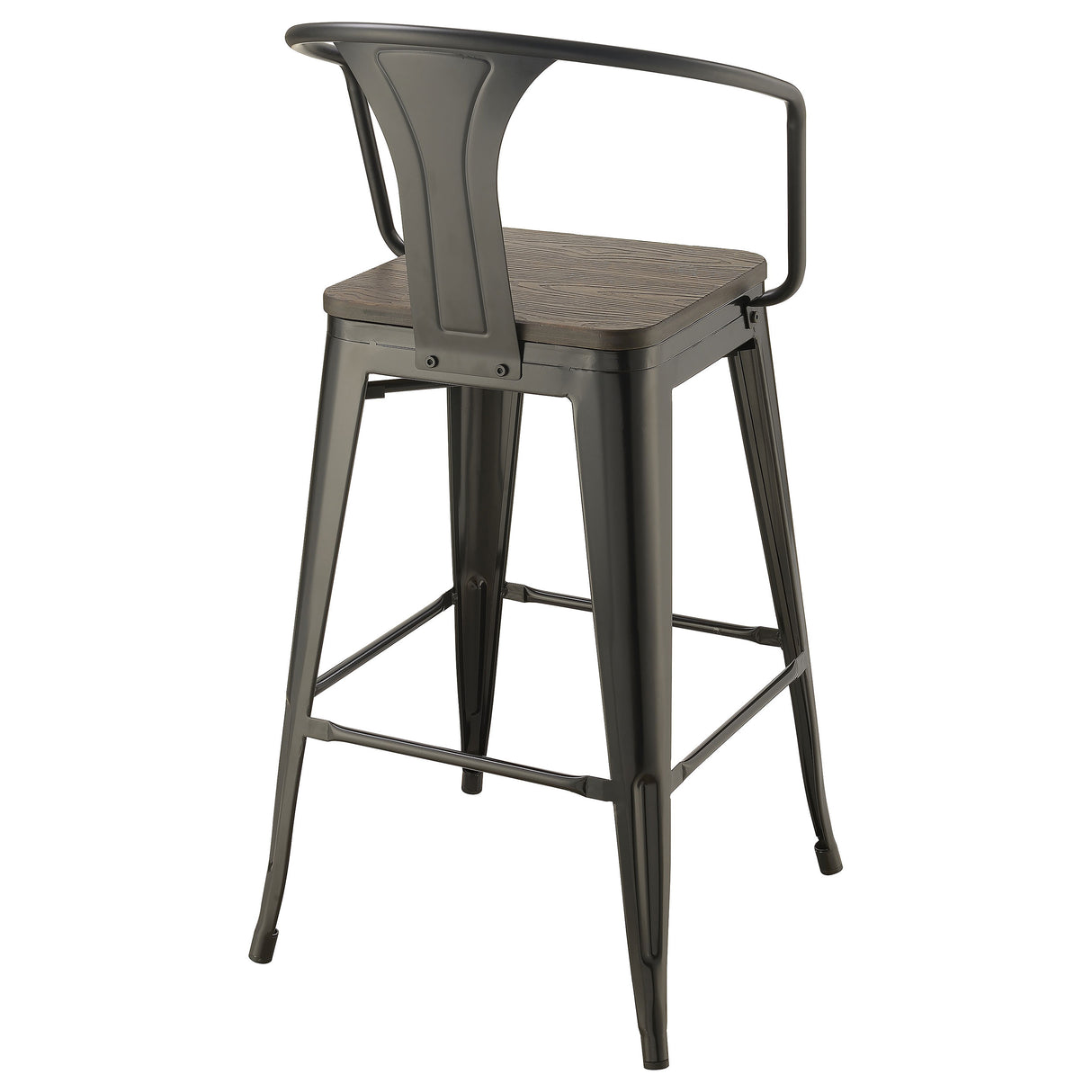 Bar Stool - Cavalier Wooden Seat Bar Stools Dark Elm and Matte Black (Set of 2)