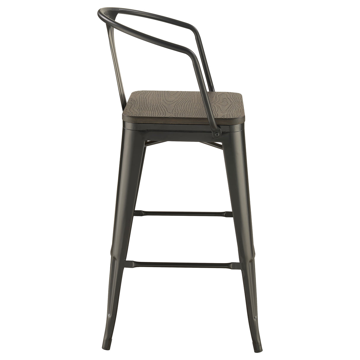 Bar Stool - Cavalier Wooden Seat Bar Stools Dark Elm and Matte Black (Set of 2)