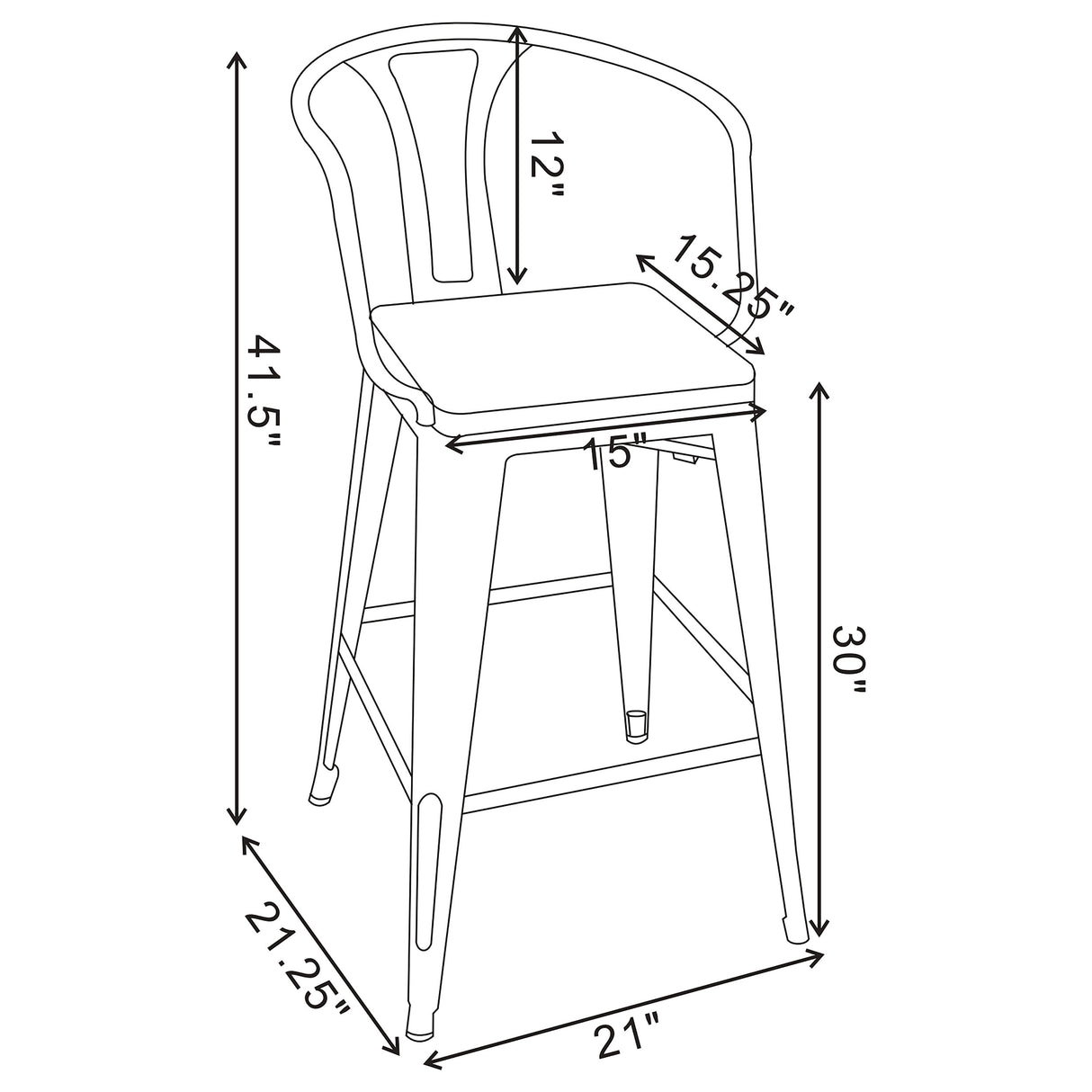 Bar Stool - Cavalier Wooden Seat Bar Stools Dark Elm and Matte Black (Set of 2)