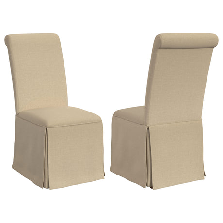 Shawna Upholstered Skirted Dining Chair Light Khaki (Set of 2) - Home Elegance USA