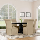 Shawna Upholstered Skirted Dining Chair Light Khaki (Set of 2) - Home Elegance USA