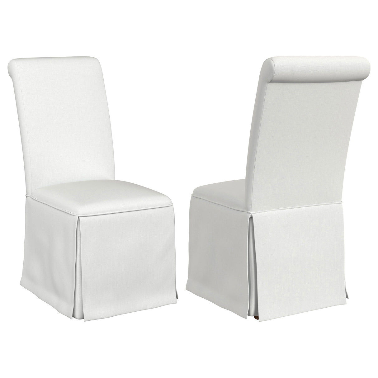 Shawna Upholstered Skirted Dining Chair White (Set of 2) - Home Elegance USA