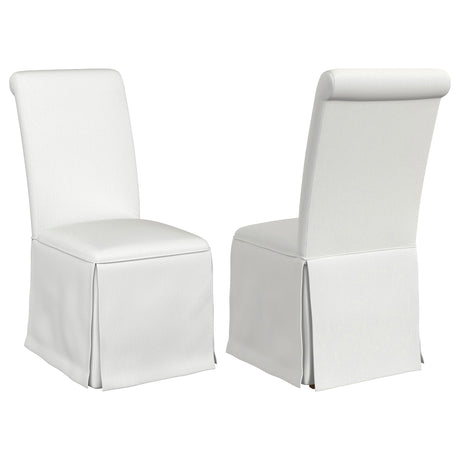 Shawna Upholstered Skirted Dining Chair White (Set of 2) - Home Elegance USA