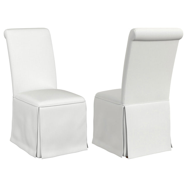 Shawna Upholstered Skirted Dining Chair White (Set of 2) - Home Elegance USA