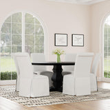 Shawna Upholstered Skirted Dining Chair White (Set of 2) - Home Elegance USA